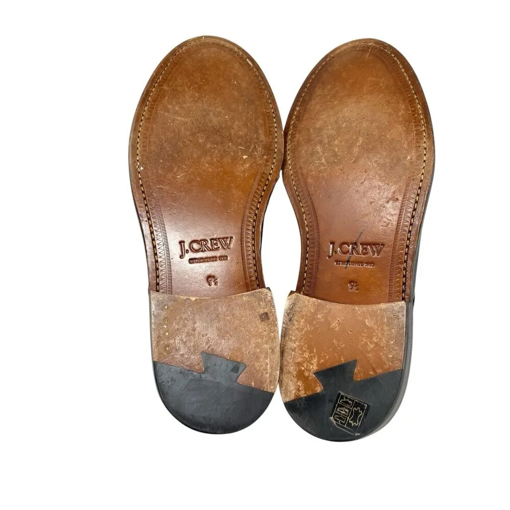 J.Crew Ludlow Mens 9.5 Brown Leather Derby Shoes Old Money Wedding Euro Summer